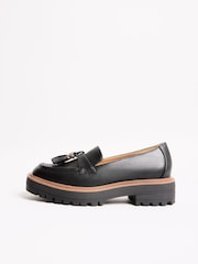 Lipsy Black Wide Fit Chunky Snaffle Trim Detail Faux Leather Loafers - Image 5 of 5