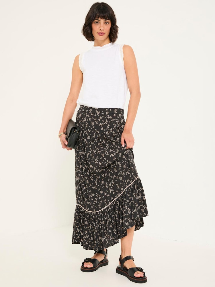 FatFace Aurielle Black Mono Ditsy Maxi Skirt - Image 1 of 7 FatFace Aurielle Black Mono Ditsy Maxi Skirt - Image 1 of 7