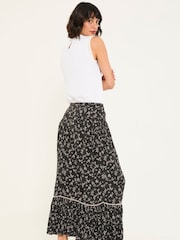 FatFace Aurielle Black Mono Ditsy Maxi Skirt - Image 2 of 7