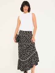 FatFace Aurielle Black Mono Ditsy Maxi Skirt - Image 3 of 7