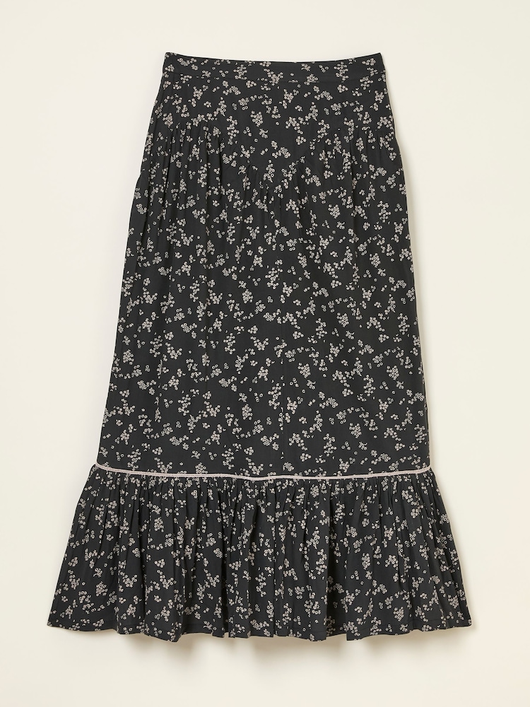 FatFace Aurielle Black Mono Ditsy Maxi Skirt - Image 7 of 7