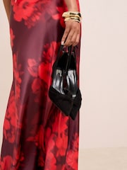 Friends Like These Black Standard Fit Knot Pointed Toe Stiletto Heel Faux Suede Court Shoes - Image 2 of 4