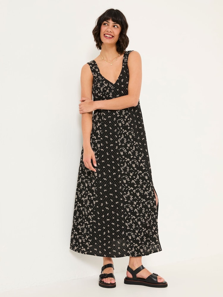 Vestido midi FatFace Mono Ditsy - Imagem 1 de 6