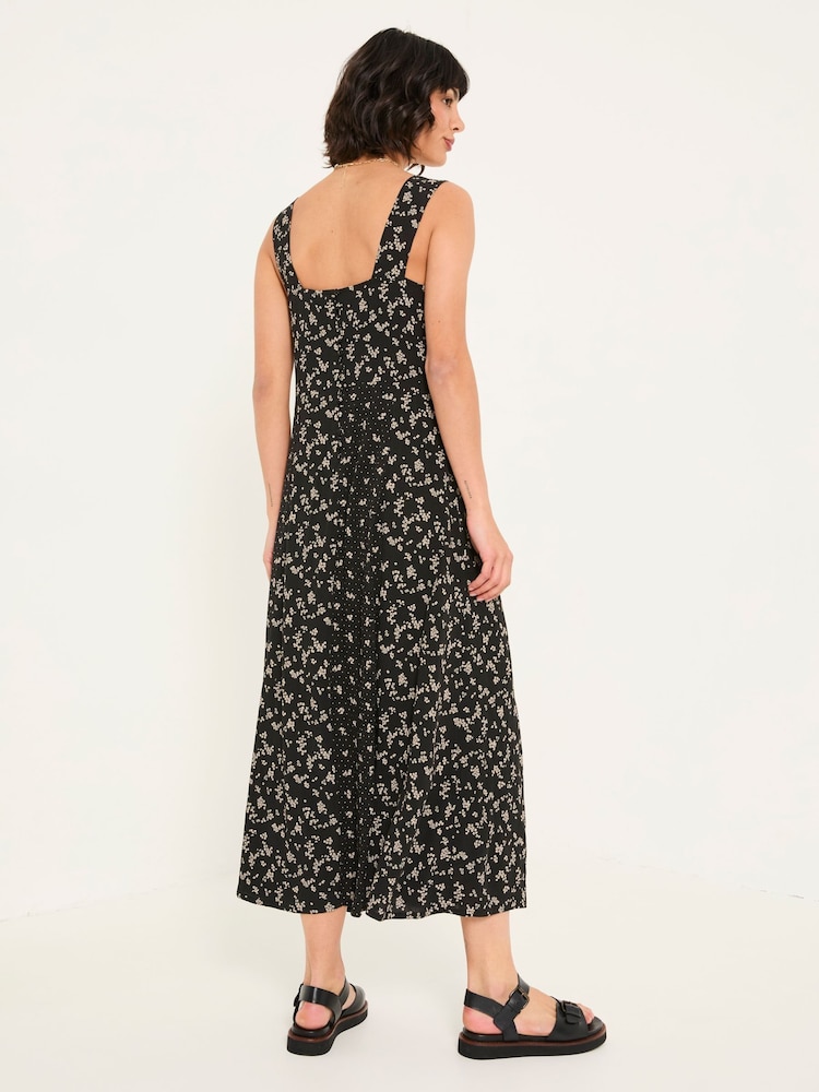 Vestido midi FatFace Mono Ditsy - Imagem 2 de 6