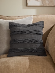 Black 43 x 43cm Woven Chevron Cushion - Image 1 of 4