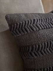 Black 43 x 43cm Woven Chevron Cushion - Image 2 of 4