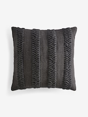 Black 43 x 43cm Woven Chevron Cushion - Image 3 of 4