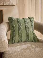 Sage Green 43 x 43cm Woven Chevron Cushion - Image 1 of 4