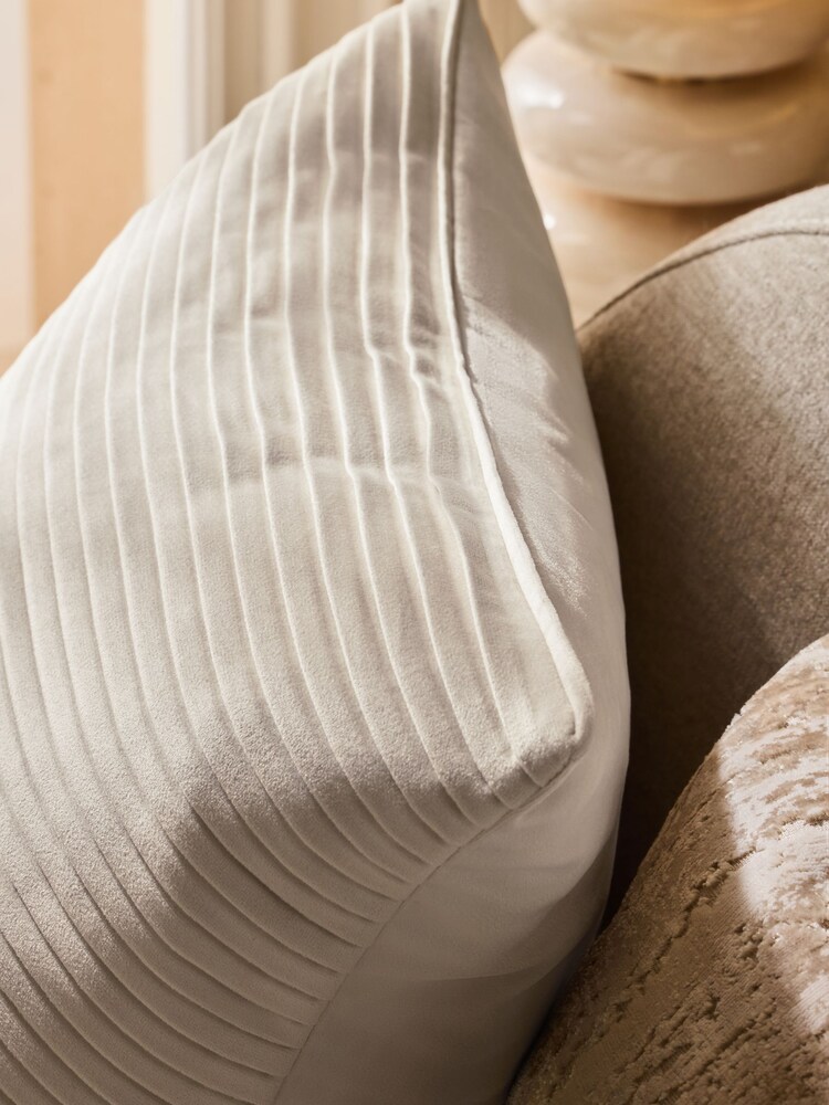 Light Natural 50 x 50cm Velvet Pleat Cushion - Image 2 of 5