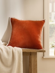 Orange Loxley Velvet 50 x 50cm Cushion - Image 1 of 6
