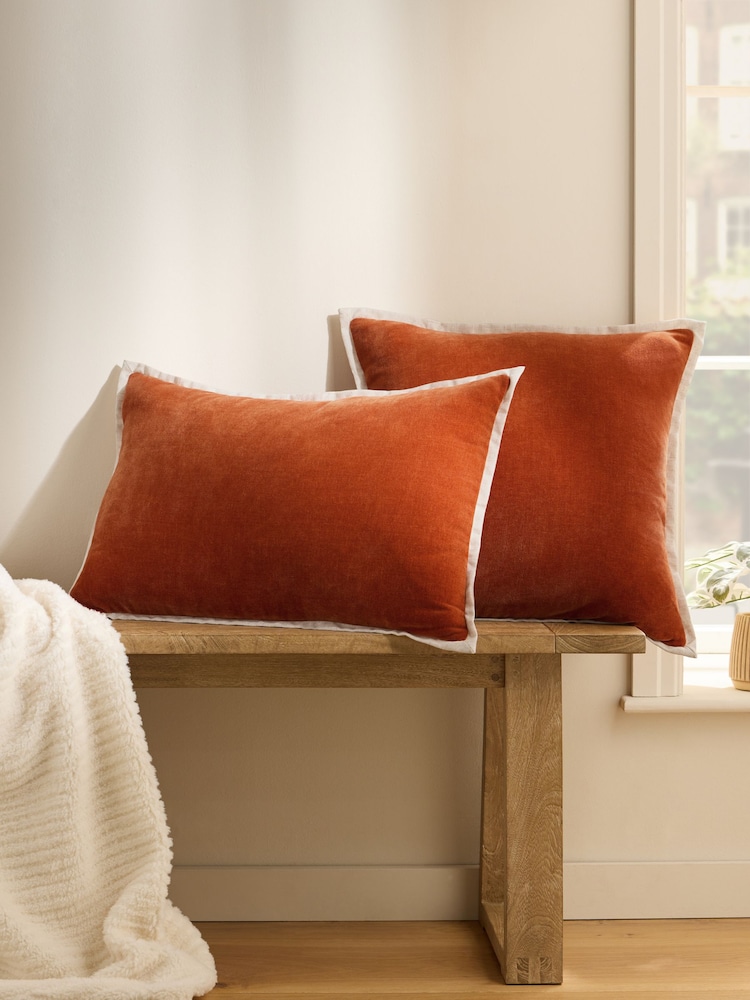 Orange Loxley Velvet 50 x 50cm Cushion - Image 2 of 6