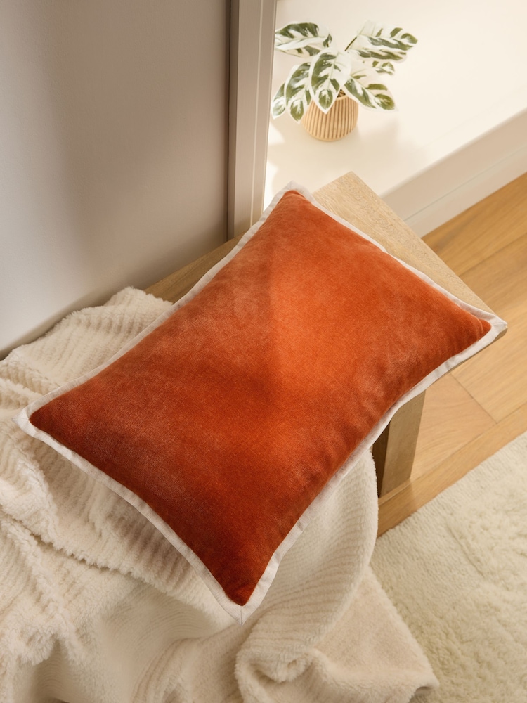 Orange Loxley Velvet 40 x 59cm Cushion - Image 1 of 5 Orange Loxley Velvet 40 x 59cm Cushion - Image 1 of 5