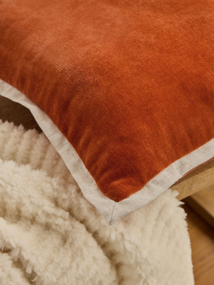 Orange Loxley Velvet 40 x 59cm Cushion - Image 2 of 5 Orange Loxley Velvet 40 x 59cm Cushion - Image 2 of 5
