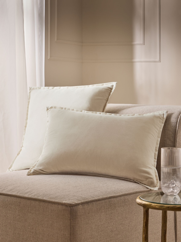 Ivory Loxley Velvet 40 x 59cm Cushion - Image 2 of 6 Ivory Loxley Velvet 40 x 59cm Cushion - Image 2 of 6