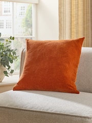Orange Loxley Velvet 50 x 50cm Knife Edge Cushion - Image 1 of 5