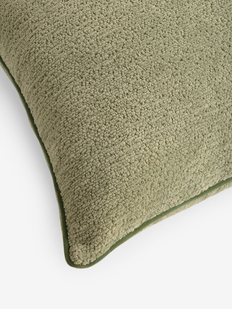 Green 50 x 50cm Boucle Chenille Textured Cushion - Image 5 of 5 Green 50 x 50cm Boucle Chenille Textured Cushion - Image 5 of 5