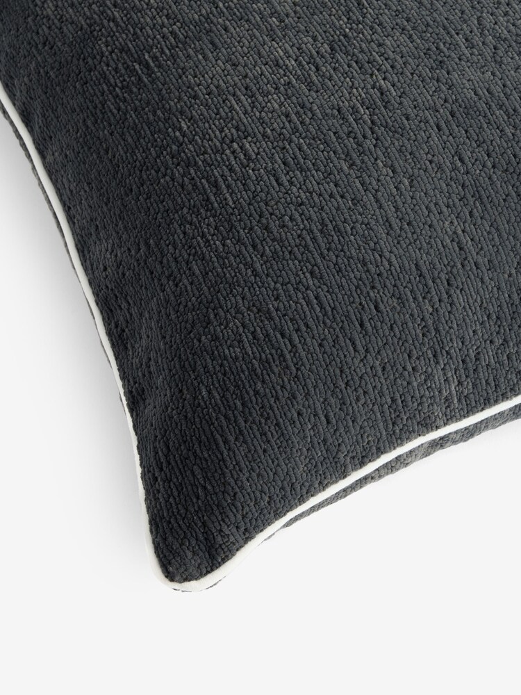 Charcoal Grey 50 x 50cm Boucle Chenille Textured Cushion - Image 2 of 5 Charcoal Grey 50 x 50cm Boucle Chenille Textured Cushion - Image 2 of 5