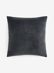 Charcoal Grey 50 x 50cm Boucle Chenille Textured Cushion - Image 3 of 5