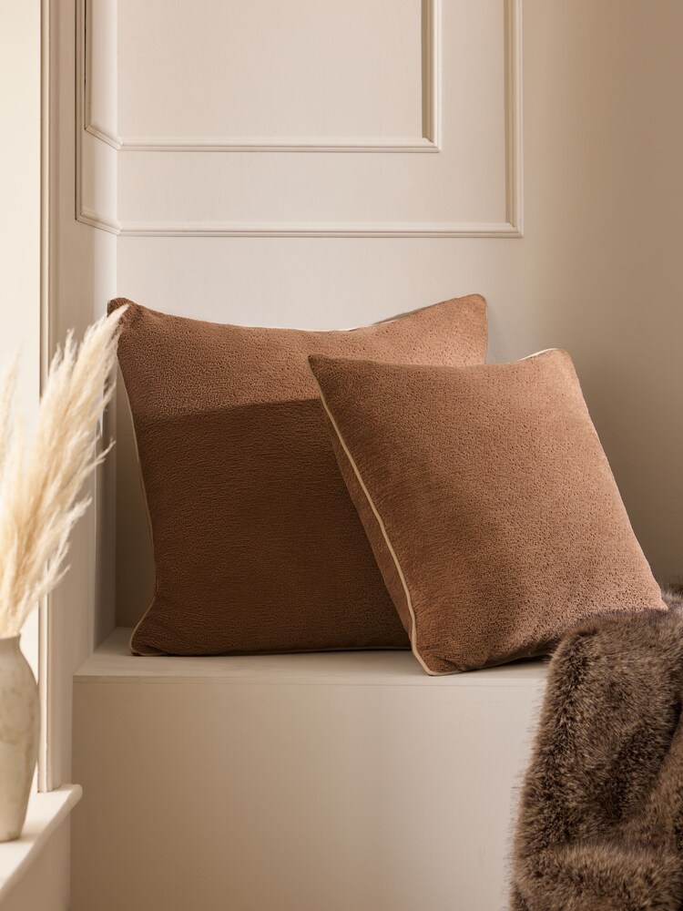 Natural 59 x 59cm Boucle Chenille Textured Cushion - Image 2 of 6 Natural 59 x 59cm Boucle Chenille Textured Cushion - Image 2 of 6