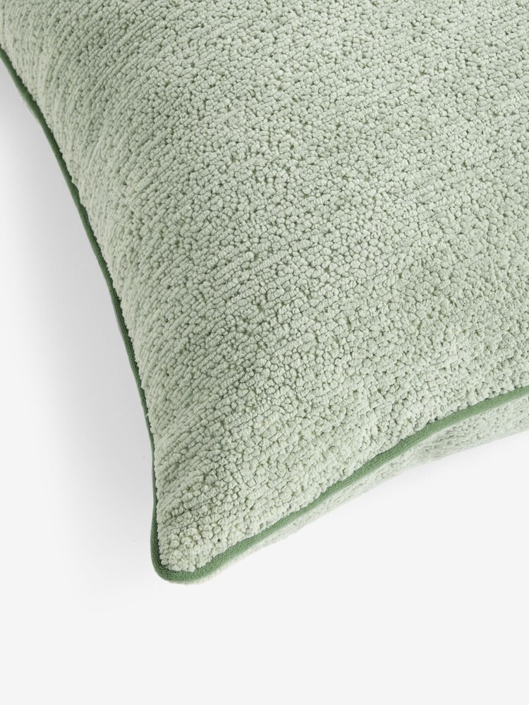 Green 59 x 59cm Boucle Chenille Textured Cushion - Image 6 of 6 Green 59 x 59cm Boucle Chenille Textured Cushion - Image 6 of 6