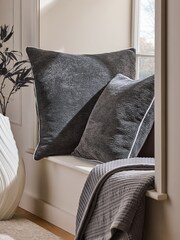 Charcoal Grey 59 x 59cm Boucle Chenille Textured Cushion - Image 2 of 6