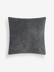 Charcoal Grey 59 x 59cm Boucle Chenille Textured Cushion - Image 4 of 6