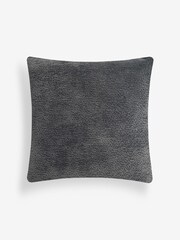 Charcoal Grey 59 x 59cm Boucle Chenille Textured Cushion - Image 5 of 6