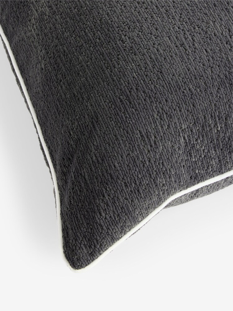 Charcoal Grey 59 x 59cm Boucle Chenille Textured Cushion - Image 6 of 6 Charcoal Grey 59 x 59cm Boucle Chenille Textured Cushion - Image 6 of 6