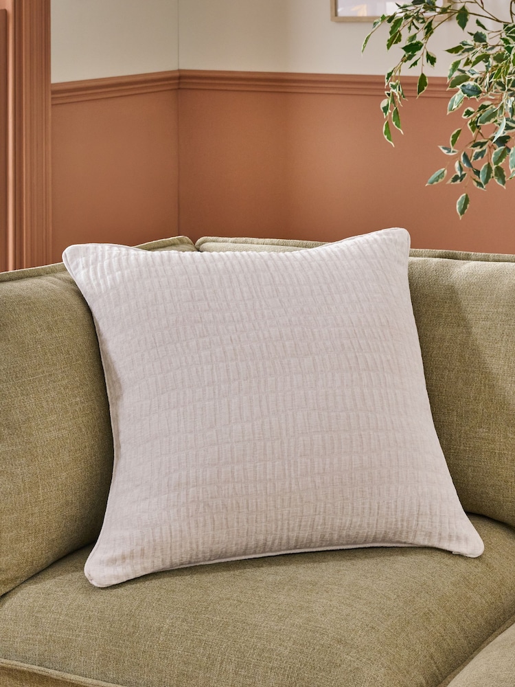 Ivory Textured Chenille 59 x 59cm Cushion - Image 1 of 5