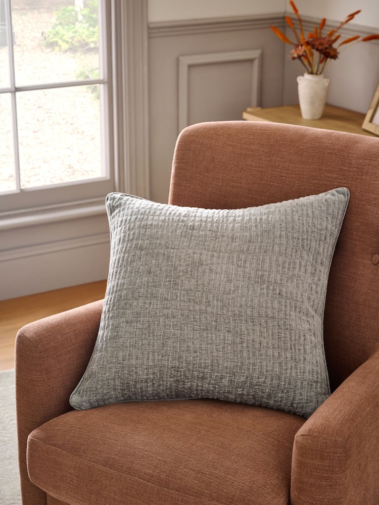 Charcoal Grey Textured Chenille 59 x 59cm Cushion - Image 1 of 5