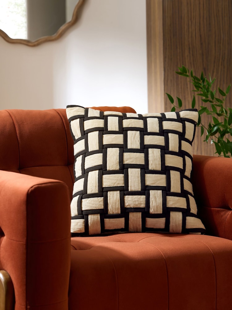 Black/White 43 x 43cm 45 x 45cm Basket Weave Cushion - Image 1 of 5