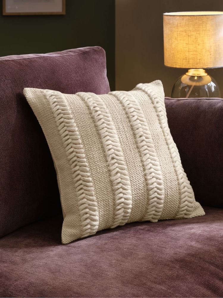 Natural 43 x 43cm Woven Chevron Cushion - Image 1 of 6 Natural 43 x 43cm Woven Chevron Cushion - Image 1 of 6