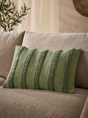 Sage Green 40 x 59cm Woven Chevron Cushion - Image 1 of 4