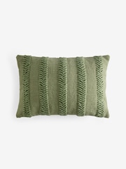 Sage Green 40 x 59cm Woven Chevron Cushion - Image 3 of 4