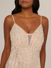 Adrianna Papell Silver Bead Plunge Mermaid Dress - Image 4 of 4