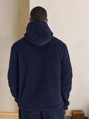 Navy Blue Brushed Borg Fleece Lined Hoodie - Image 2 of 12