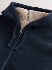 Navy Blue Brushed Borg Fleece Lined Hoodie - Image 9 of 12