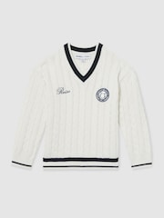 Reiss Off White 3-9 yrs SmileyWorld | Reiss Cable-Knit Jumper Unisex Fit - Image 2 of 5