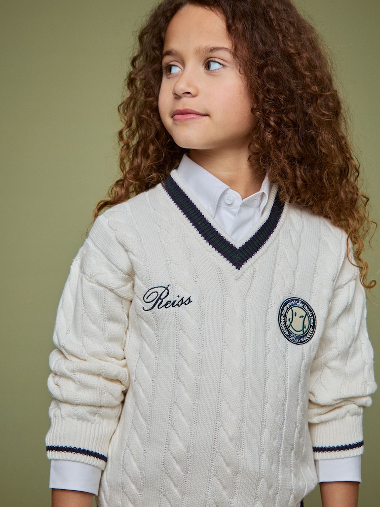 Reiss Off White 13-14 yrs SmileyWorld | Reiss Cable-Knit Jumper Unisex Fit - Image 2 of 5