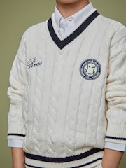 Reiss Off White 13-14 yrs SmileyWorld | Reiss Cable-Knit Jumper Unisex Fit - Image 4 of 5