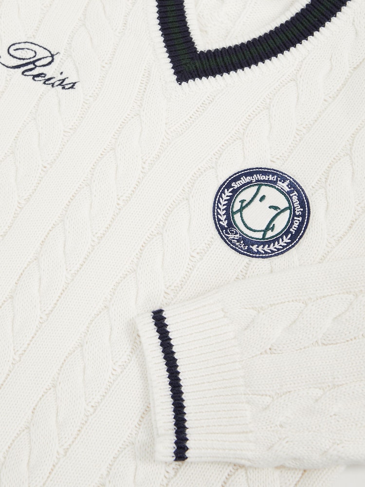 Reiss Off White 13-14 yrs SmileyWorld | Reiss Cable-Knit Jumper Unisex Fit - Image 5 of 5