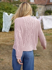 Shabby Chic by Rachel Ashwell® Pink Washed Cable Cardigan - Image 2 of 9