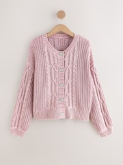 Shabby Chic by Rachel Ashwell® Pink Washed Cable Cardigan - Image 7 of 9
