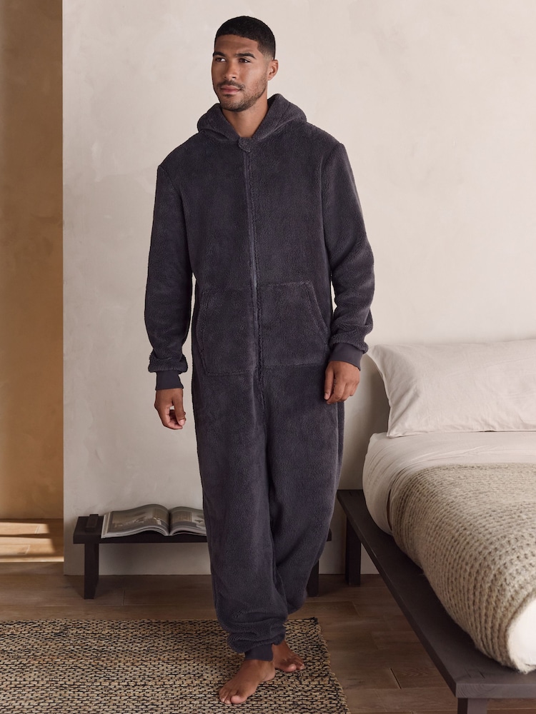 Cinza ardósia - Borg Fleece Onesie - Imagem 1 de 8