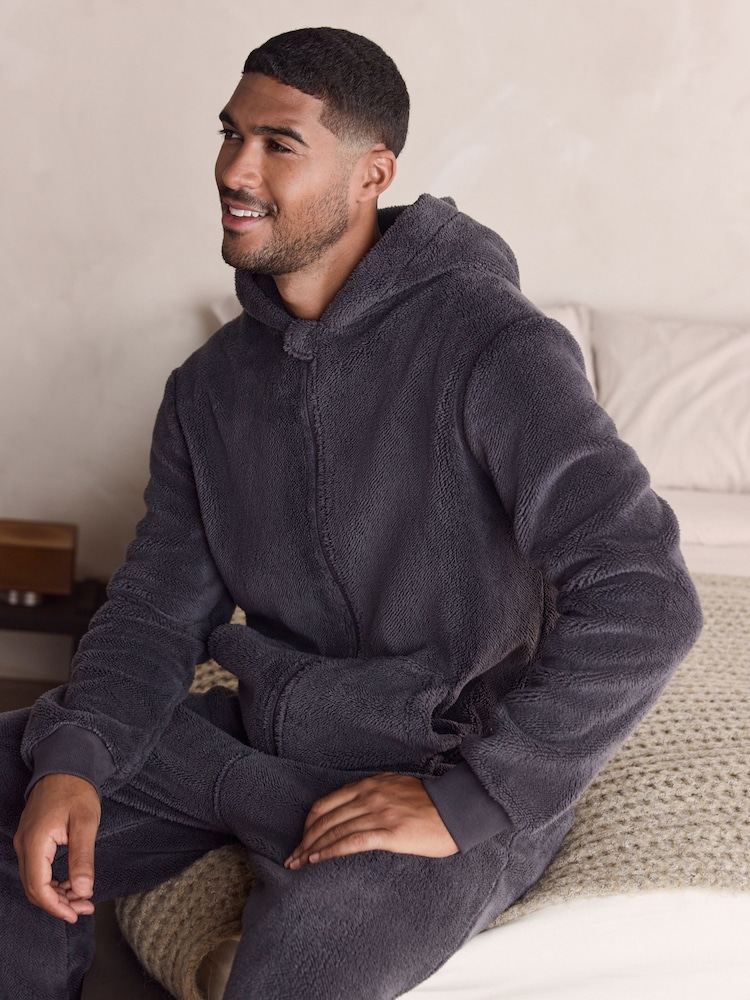 Cinza ardósia - Borg Fleece Onesie - Imagem 2 de 8
