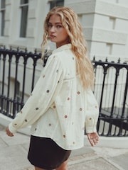 Ecru Embroidered Ladder Insert Long Sleeve Shirt - Image 4 of 8