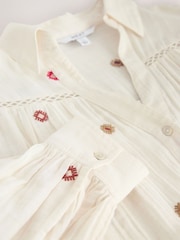 Ecru Embroidered Ladder Insert Long Sleeve Shirt - Image 8 of 8