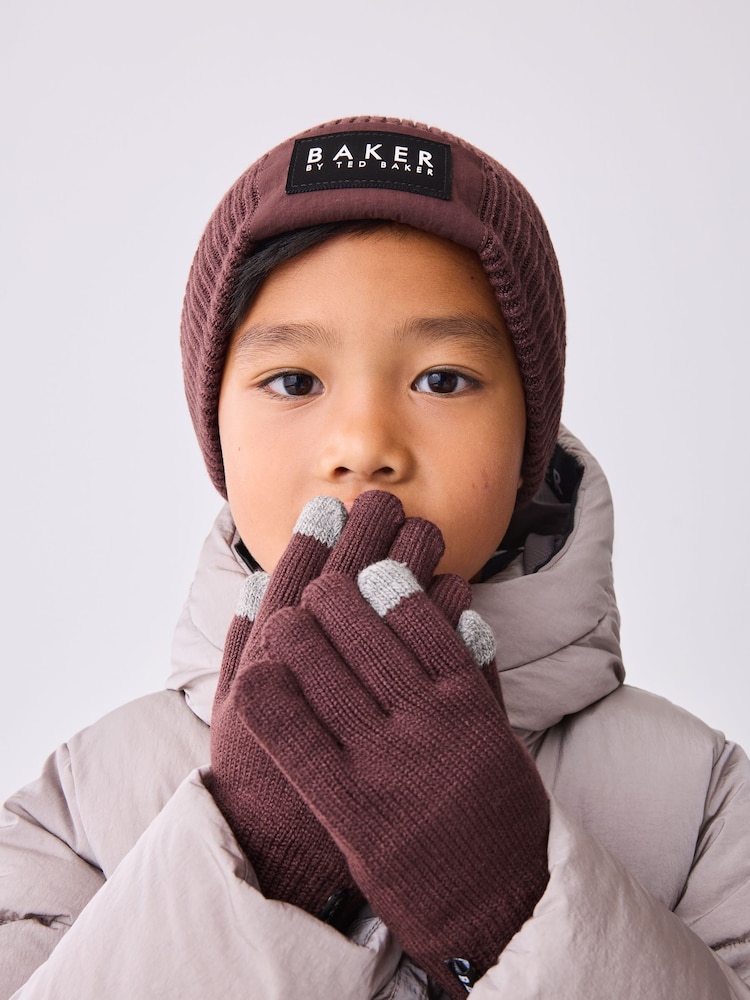 Baker by Ted Baker Boys Beanie and Gloves Set - Image 2 of 5 Baker by Ted Baker Boys Beanie and Gloves Set - Image 2 of 5