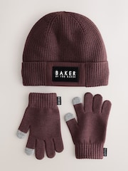 Baker by Ted Baker Boys Beanie and Gloves Set - Image 3 of 5