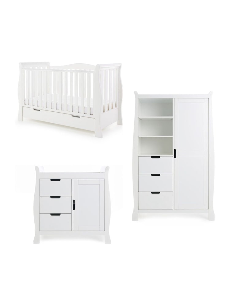 Obaby White Stamford Luxe 3 Piece Nursery Furniture Set - Image 2 of 6